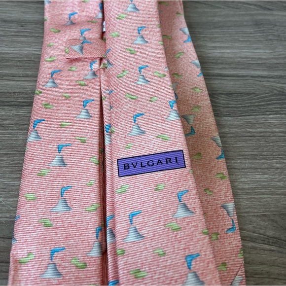 BVLGARI TIE Pink Peach 100% Silk - Picture 3 of 9